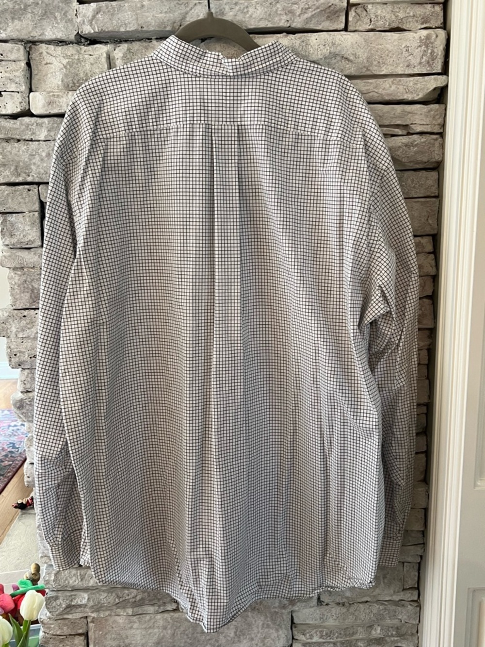 Ralph Lauren White and Navy Micro-Check Button-Down Shirt Big & Tall - Picture 4 of 4